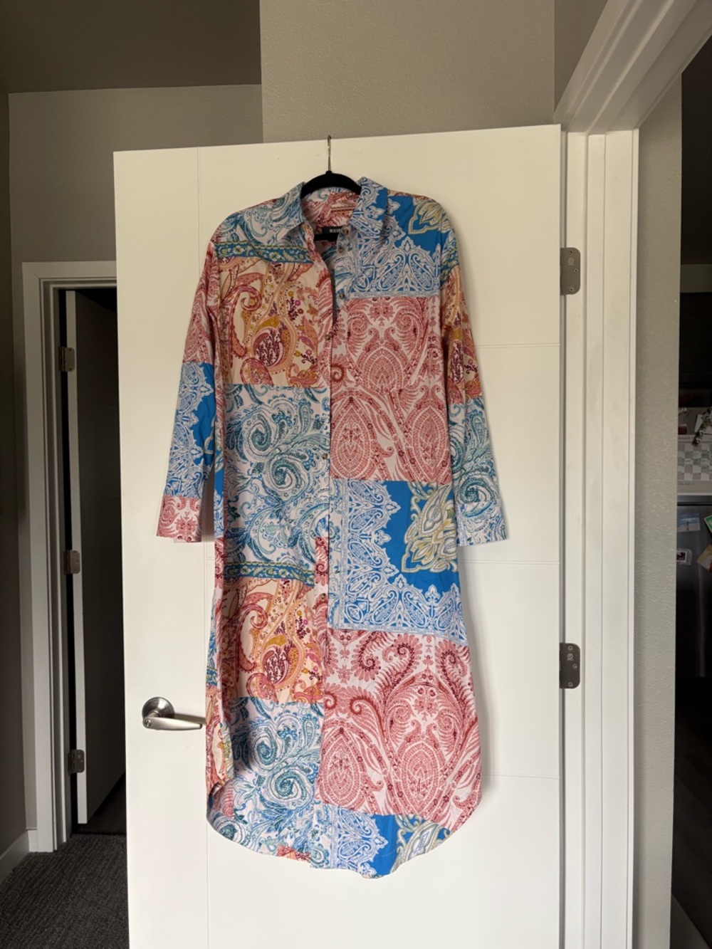 Anthropologie Maeve the Soren long sleeve shirt dress size M patchwork paisley - Picture 2 of 11